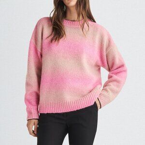 Rag & Bone Holly Crewneck Sweater Pink Multi Size Large NEW NWT